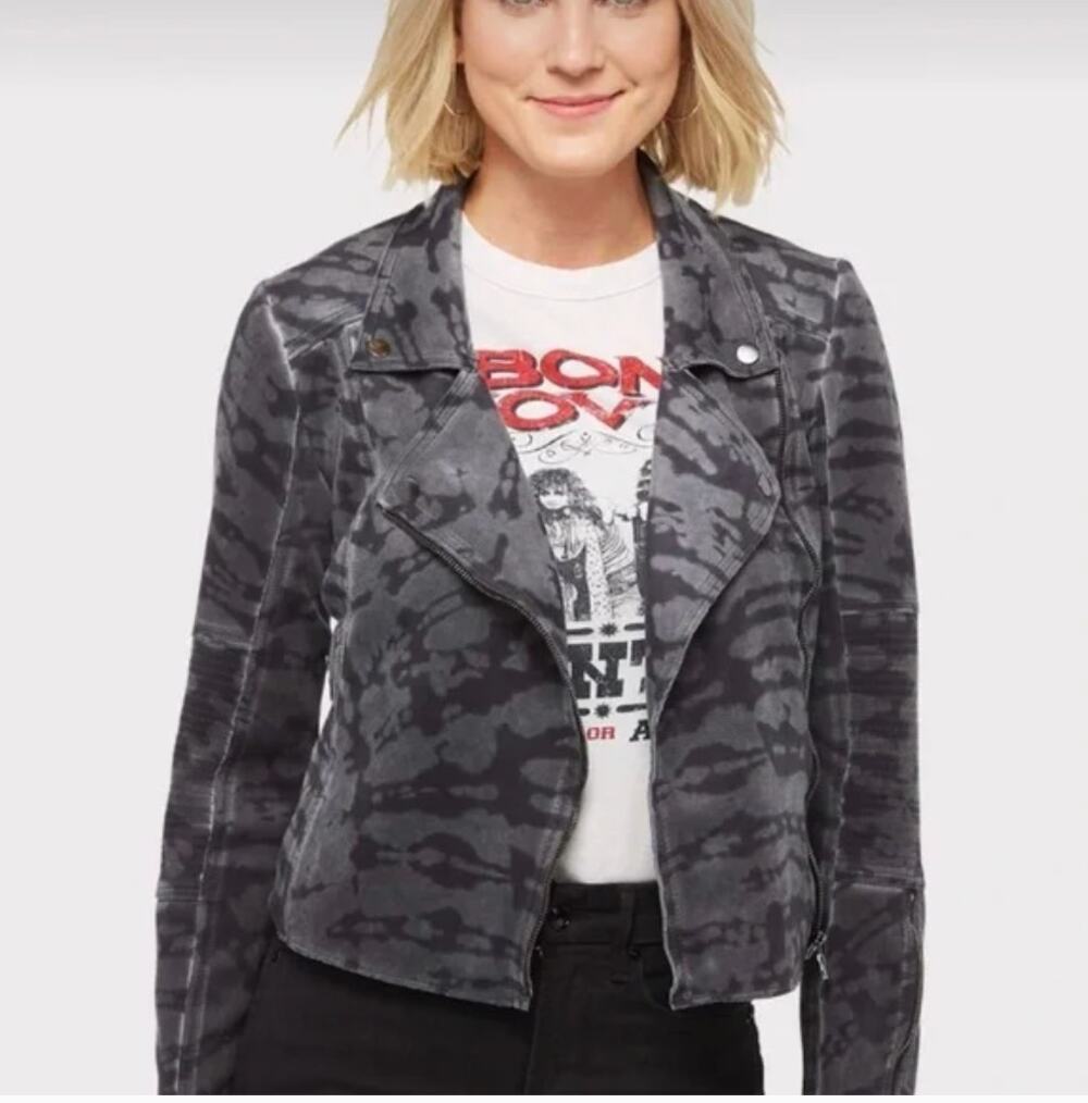 MARRAKECH Margot Moto Asymmetrical Zip Pattern Jacket // S